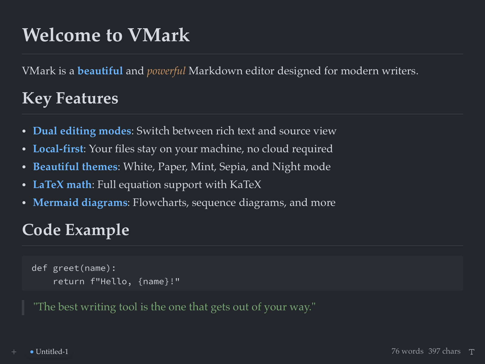 VMark Night Theme