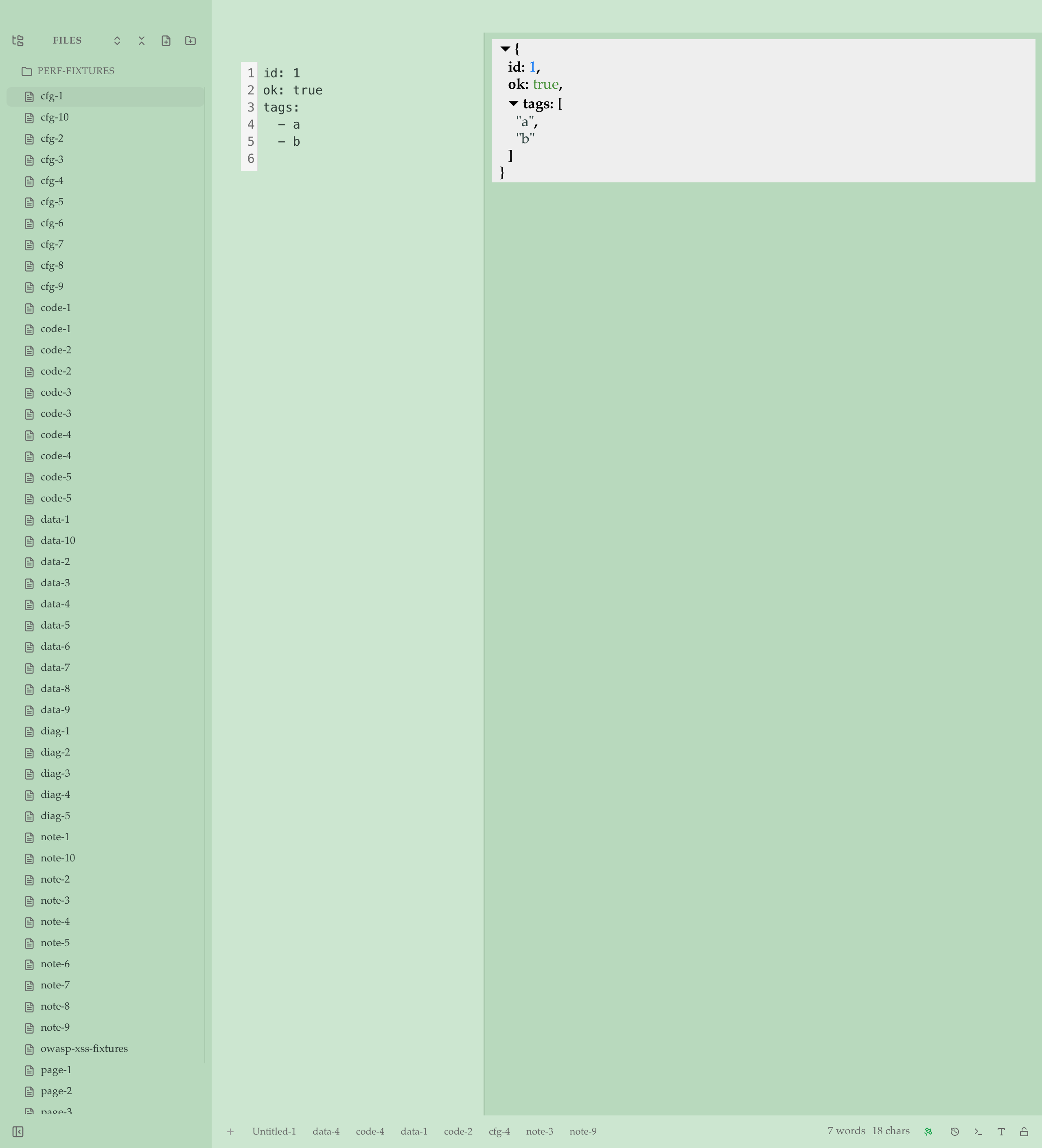 YAML — same split, with  validation feeding the gutter