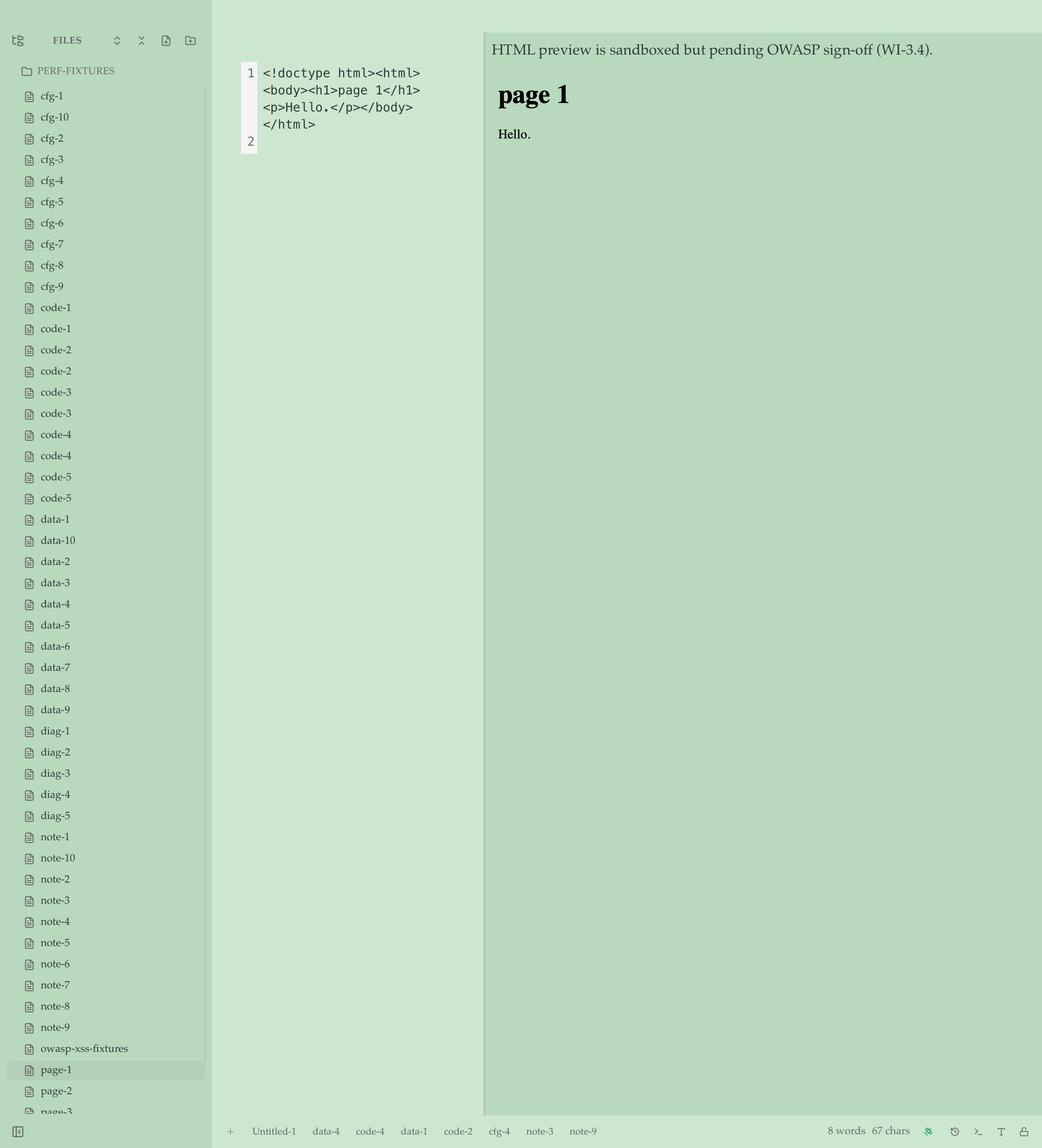 HTML — sandboxed iframe ( empty allow-list, DOMPurify, CSP )